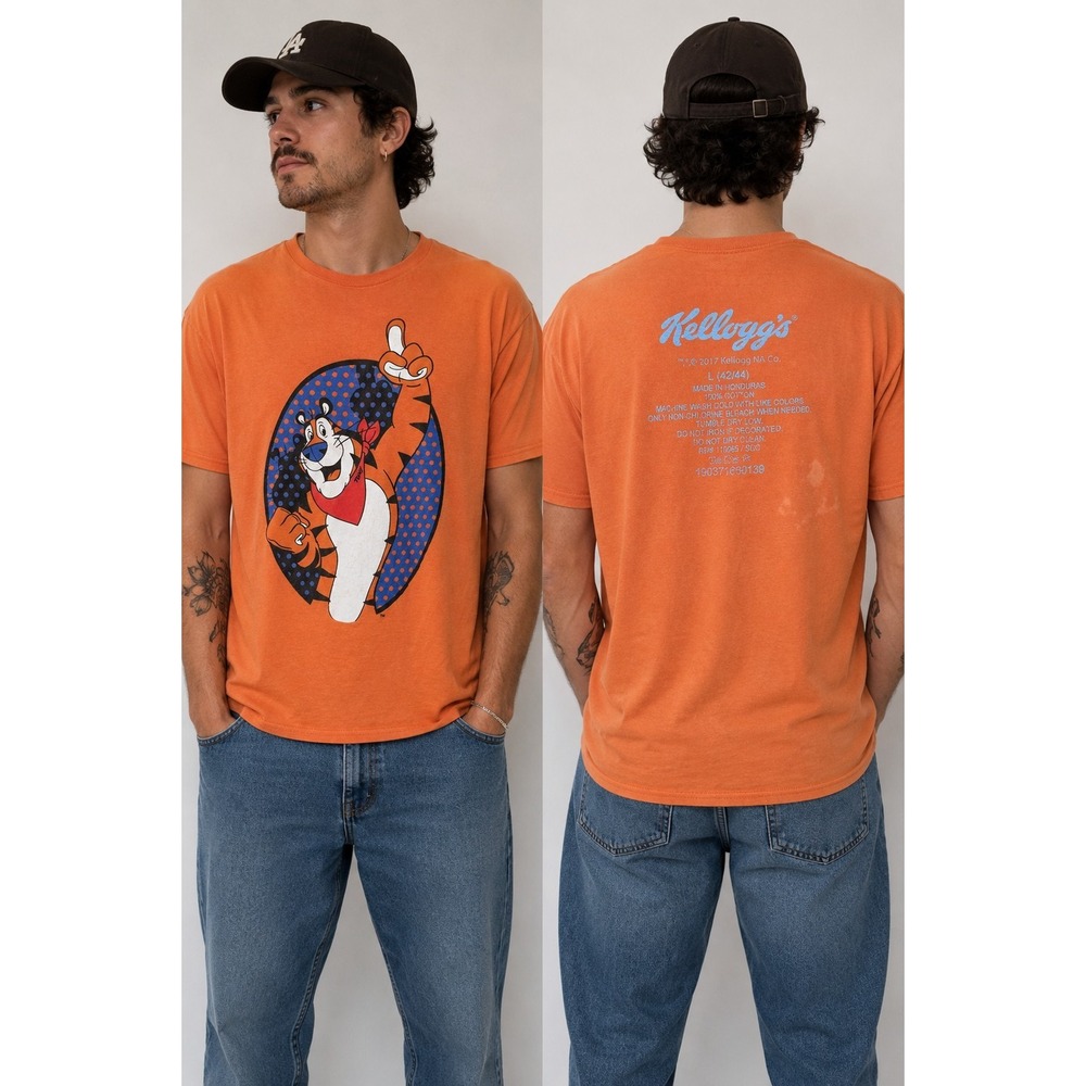2017 Kellogg's Tony the Tiger Graphic T-Shirt Orange Size Large L Cereal